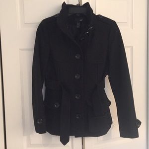 H&M Black Military style Pea Coat